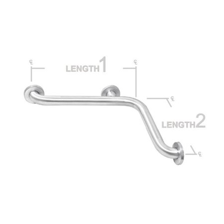 AJW AJW UG120-G3618 36 X 18 In. Exposed Flange; 1.25 In. Diameter Grab Bar - Configuration G UG120-G3618